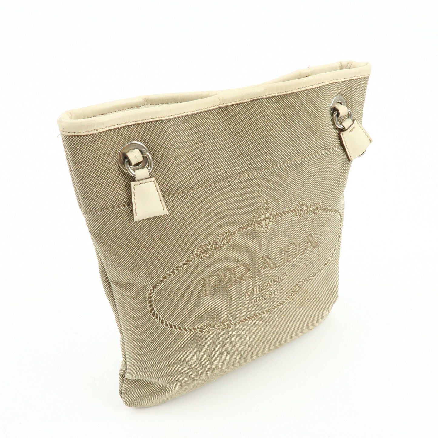 Prada Logo Jacquard Leather Shoulder Bag Crossbody Bag Beige【Pre-order】