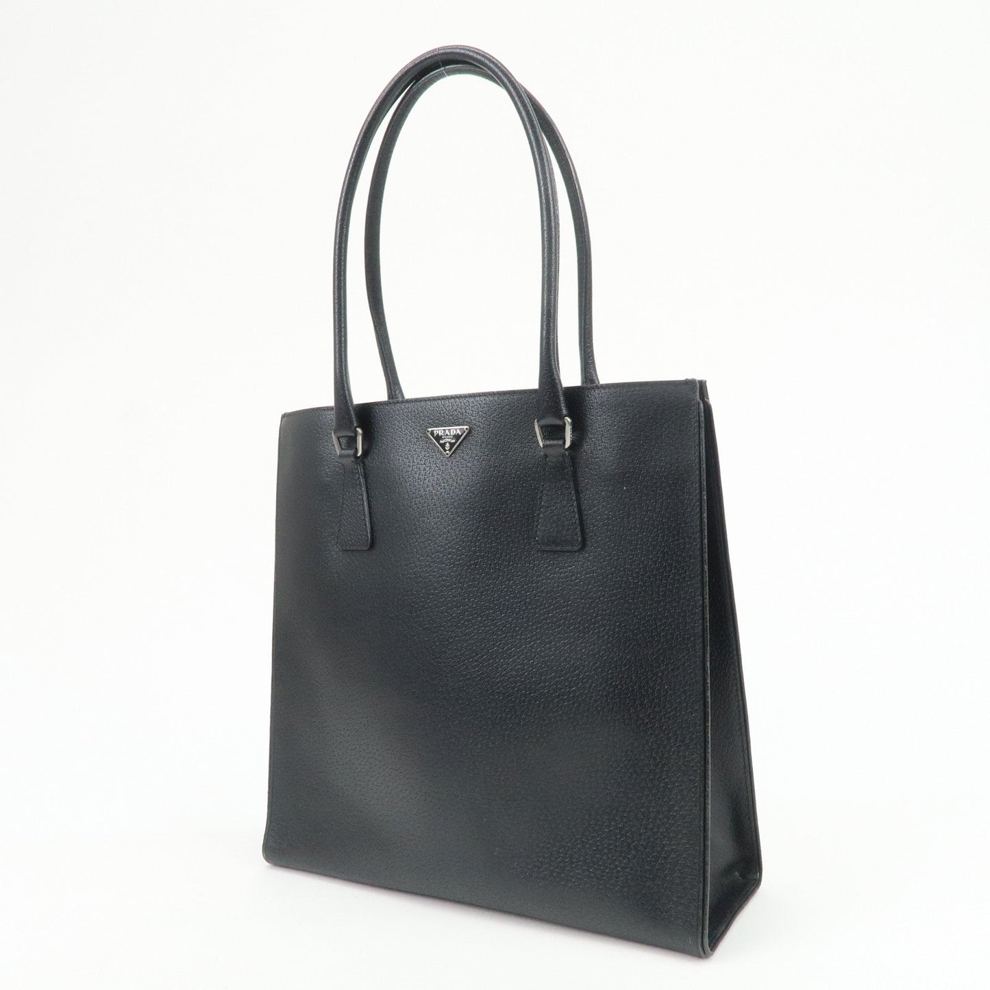 Prada Triangle Logo Leather Tote Bag Shoulder Bag Black BR0394【Pre-order】