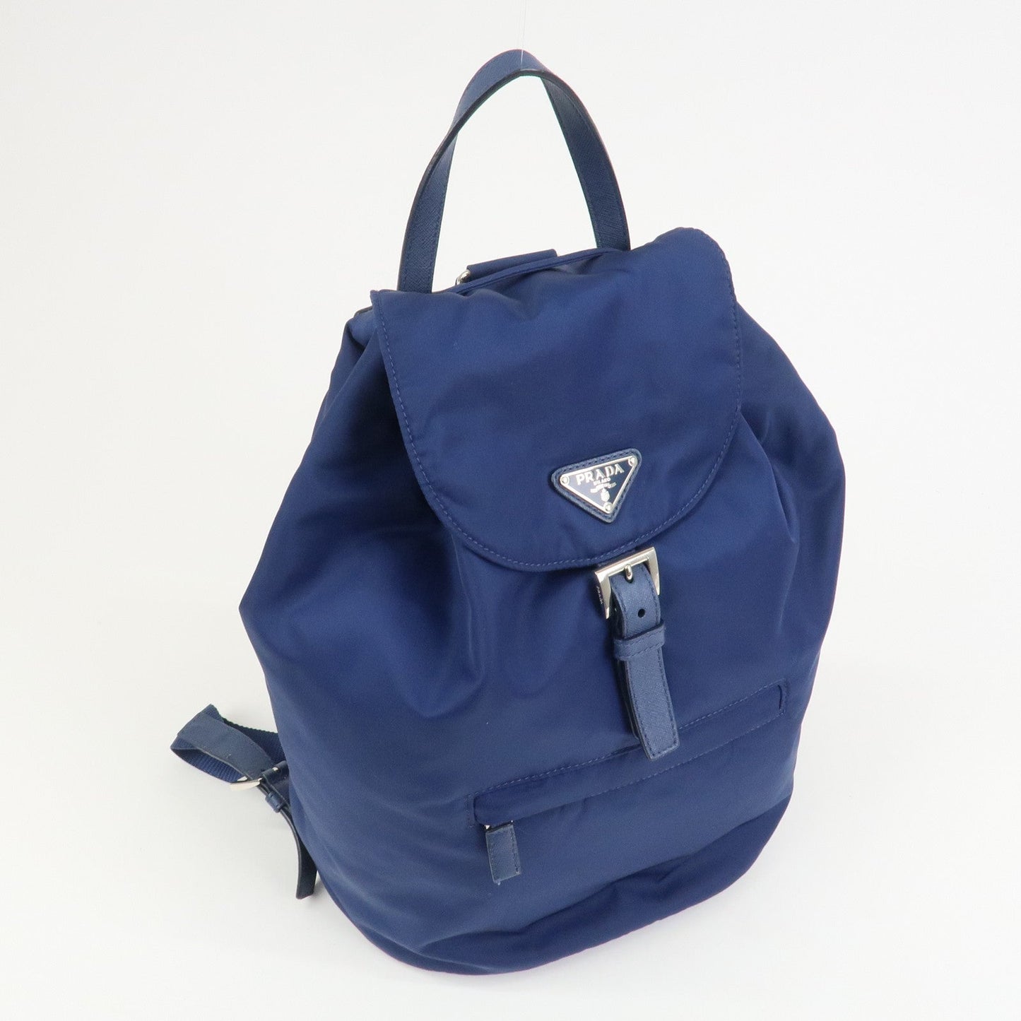 Prada Triangle Logo Nylon Saffiano Leather Backpack Navy BZ0032【Pre-order】