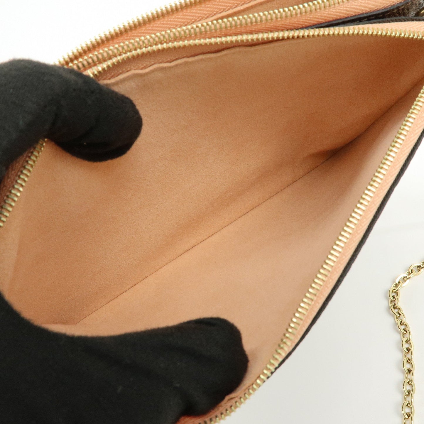 Louis Vuitton Damier Ebene Pochette Double Zip Rose BallerineN60254【Pre-order】