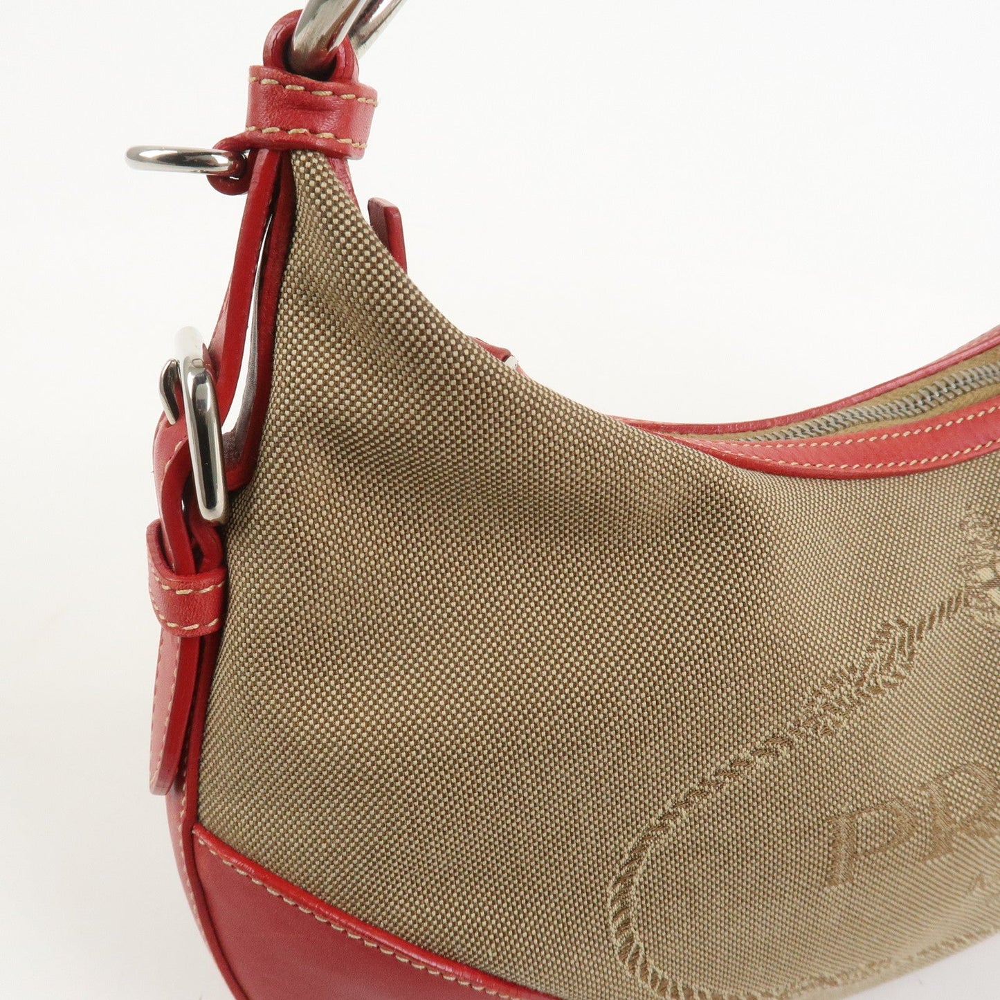 Prada Logo Jacguard Leather Shoulder Bag Light Brown Red BR3429【Pre-order】