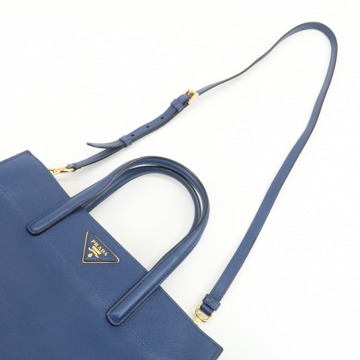 Prada Triangle Logo Saffiano Leather 2Way Bag Hand Bag Navy【Pre-order】