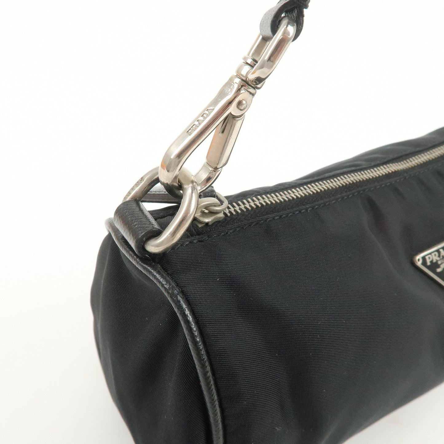 Prada Triangle Logo Nylon Saffiano Leather Hand Bag Black【Pre-order】