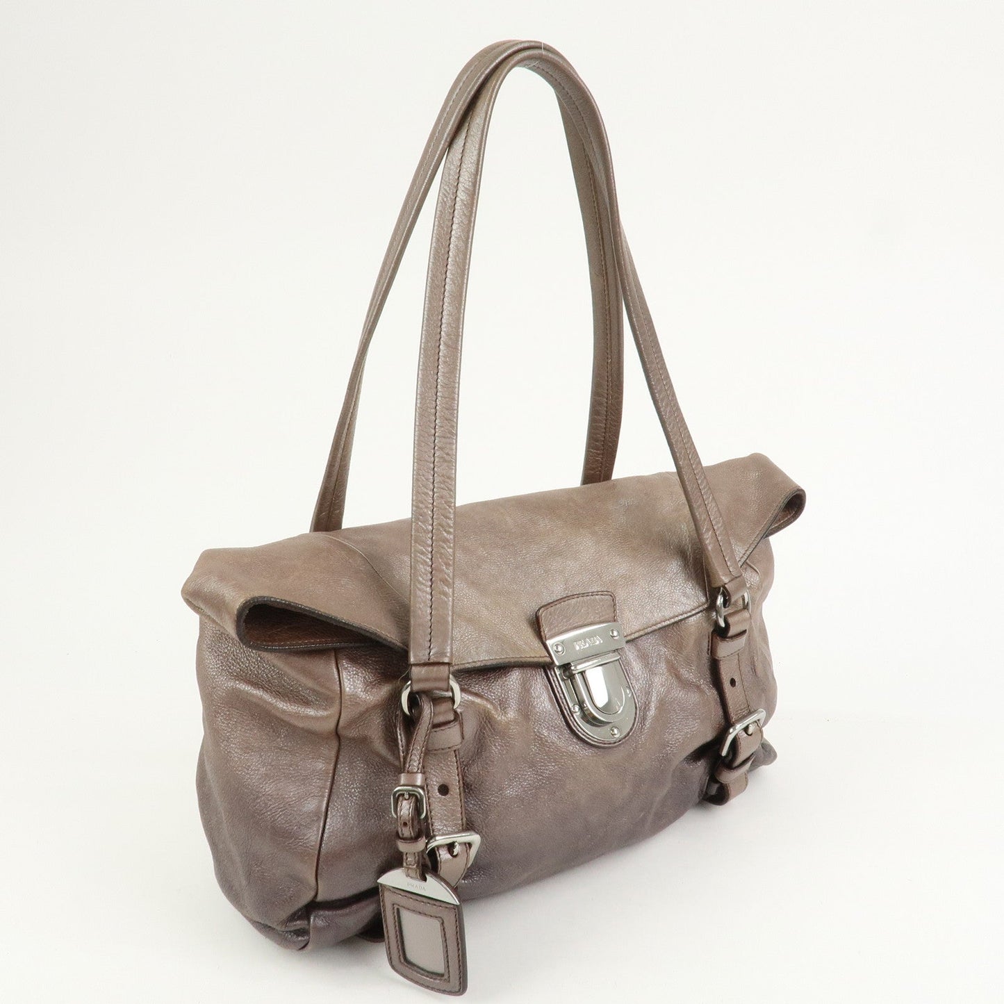 Prada Logo Leather Shoulder Bag Hand Bag Metallic Brown BR3901【Pre-order】