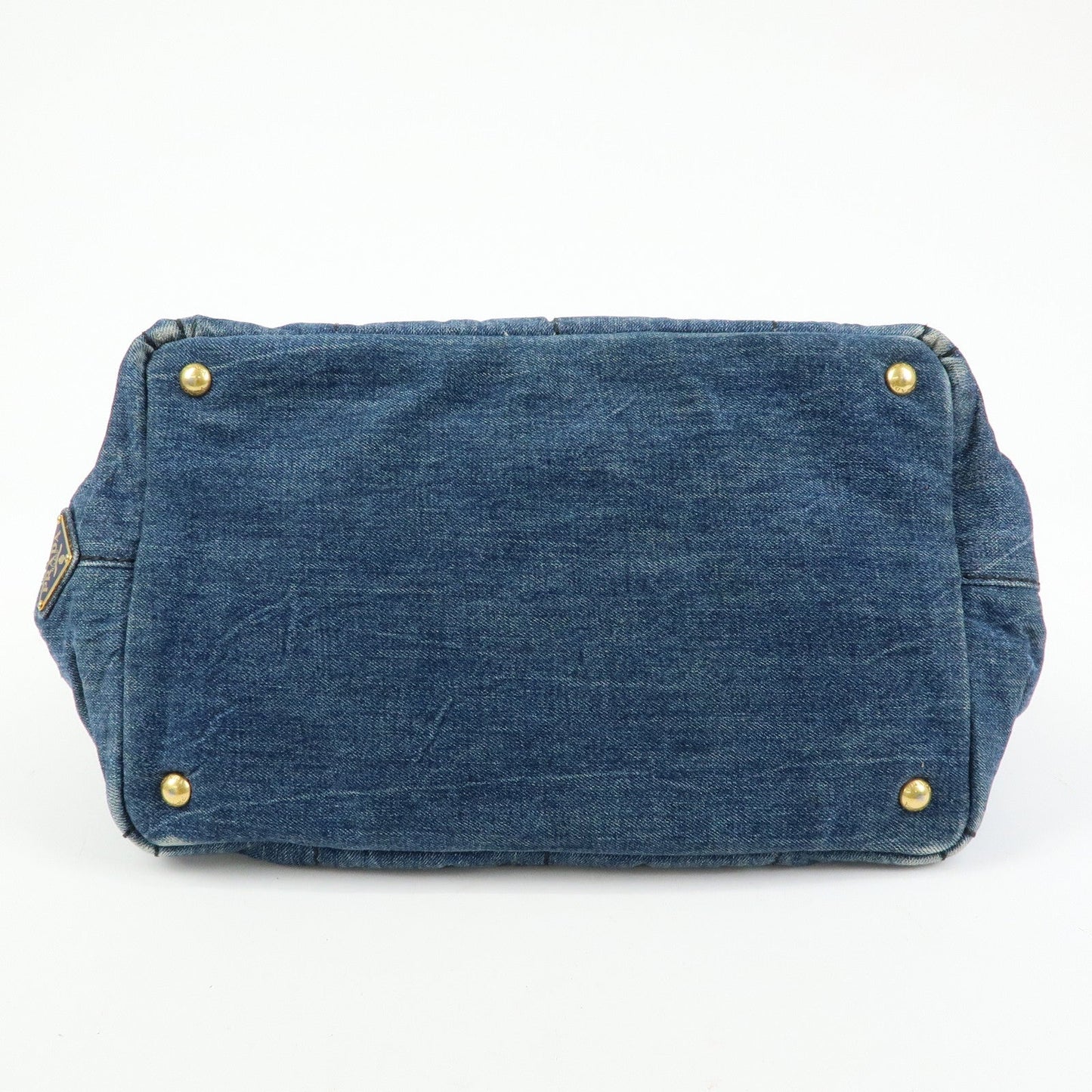Prada Logo Canapa Canvas Denim Tote Bag Hand Bag Blue B1877B【Pre-order】