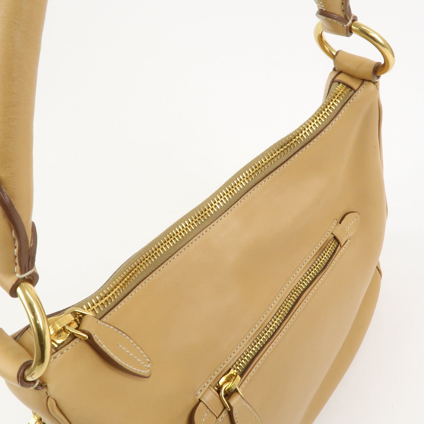 Prada Triangle Logo Leather Shoulder Bag Hand Bag Camel【Pre-order】