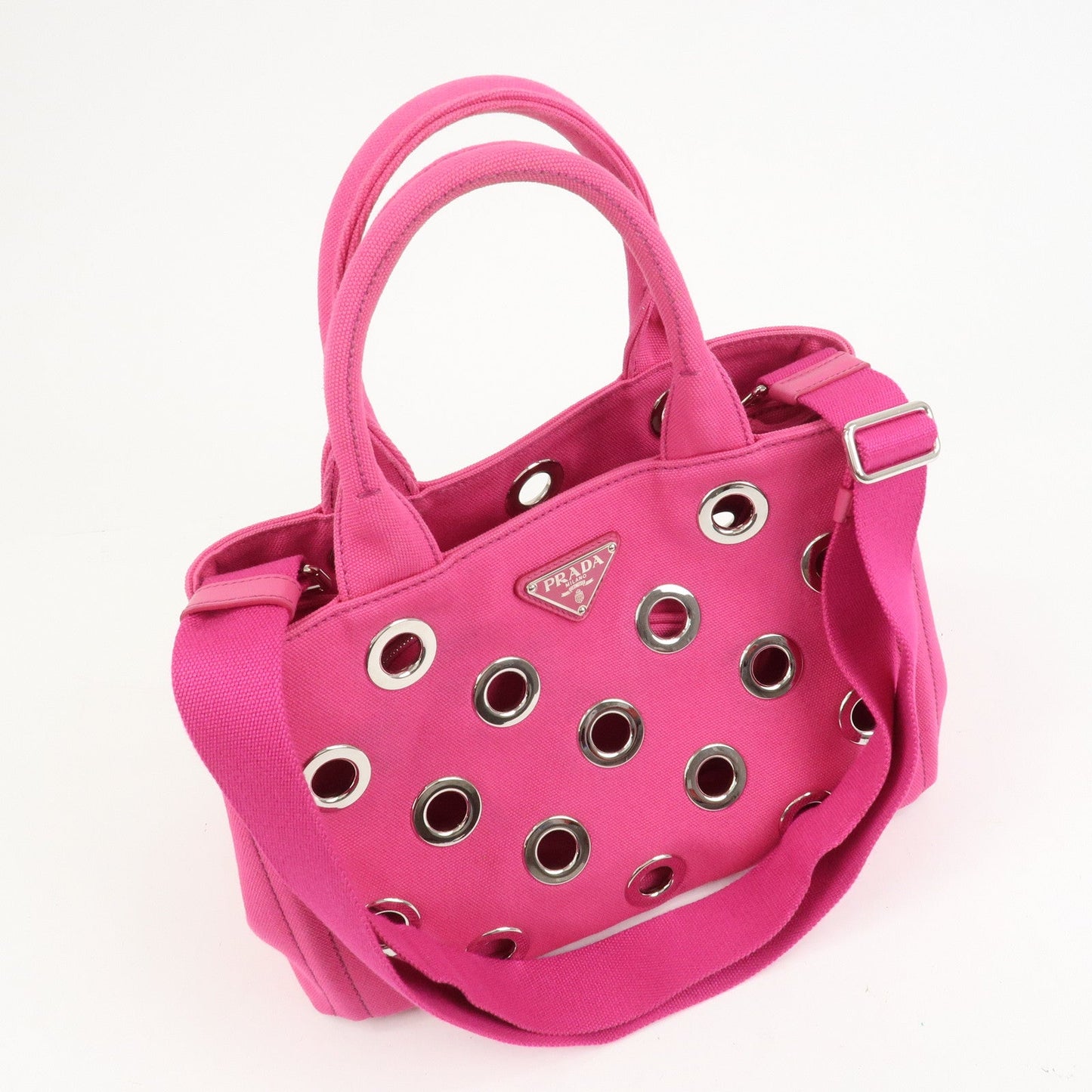 Prada Grommet Canapa Mini Canvas 2Way Bag Hand Bag Pink 1BG439【Pre-order】