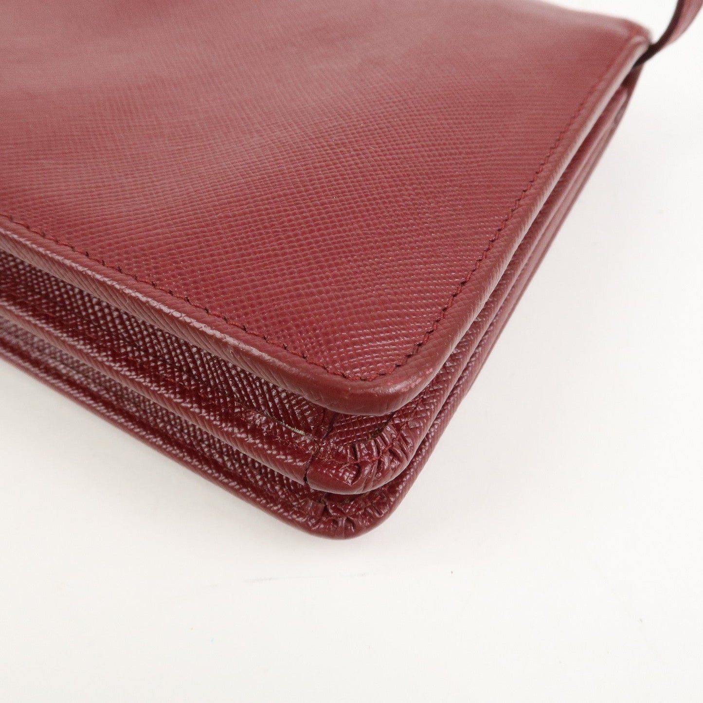 Prada Saffiano Leather Shoulder Wallet Red Gold BT1019【Pre-order】
