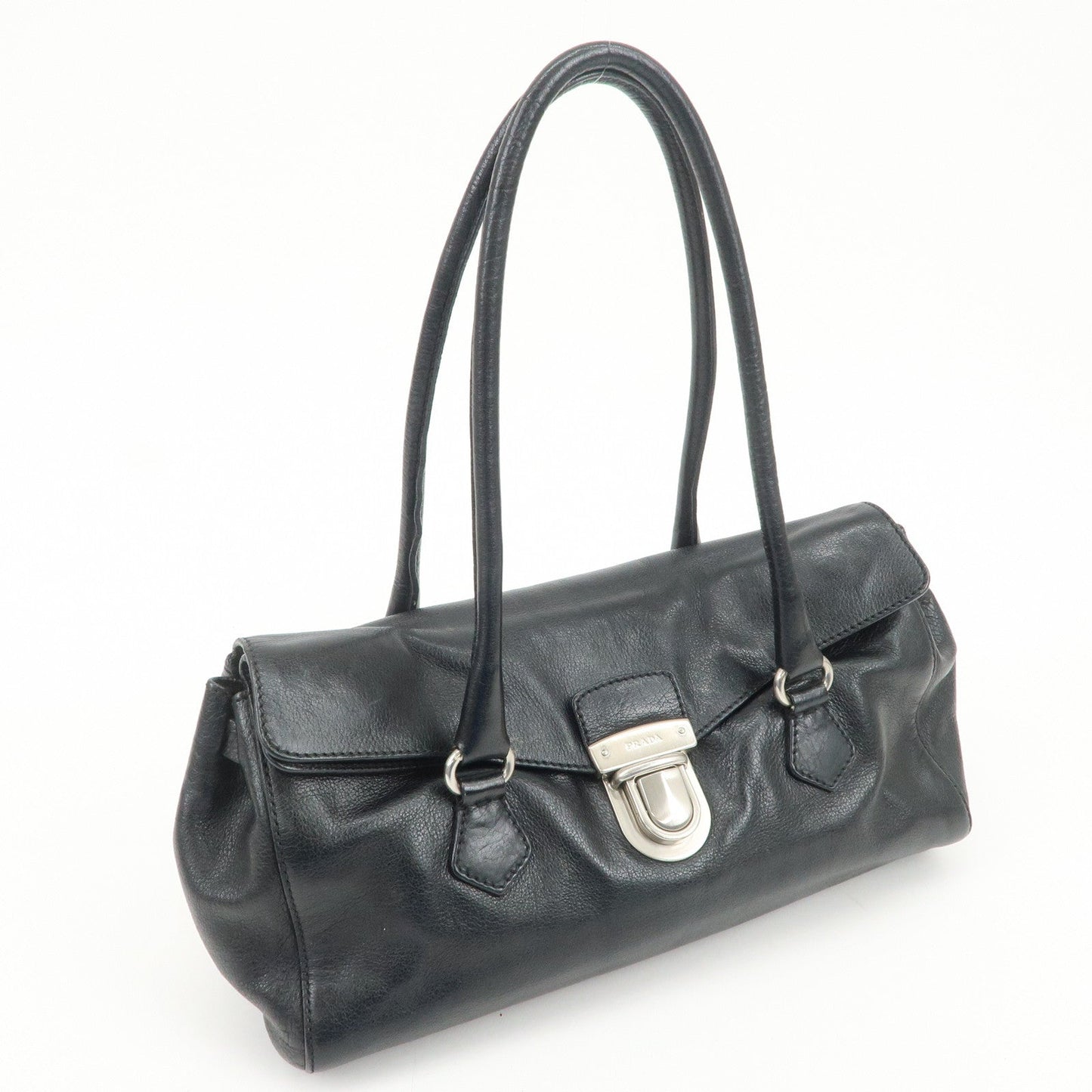 Prada Triangle Logo Leather Shoulder Bag Hand Bag Black【Pre-order】