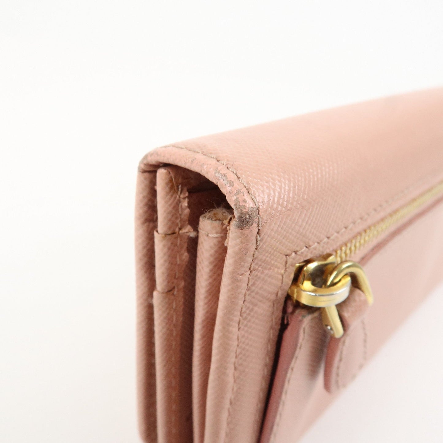 Prada Logo Saffiano Leather Ribbon Long Wallet Pink 1M1132【Pre-order】