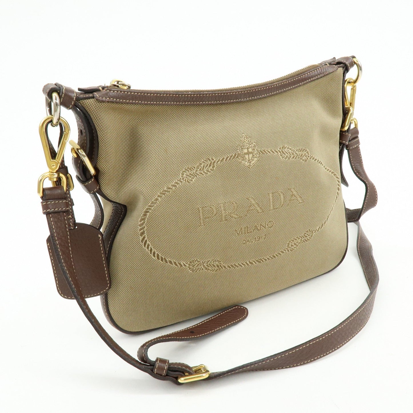 Prada Logo Jacguard Leather Shoulder Bag Crossbody Bag Brown【Pre-order】
