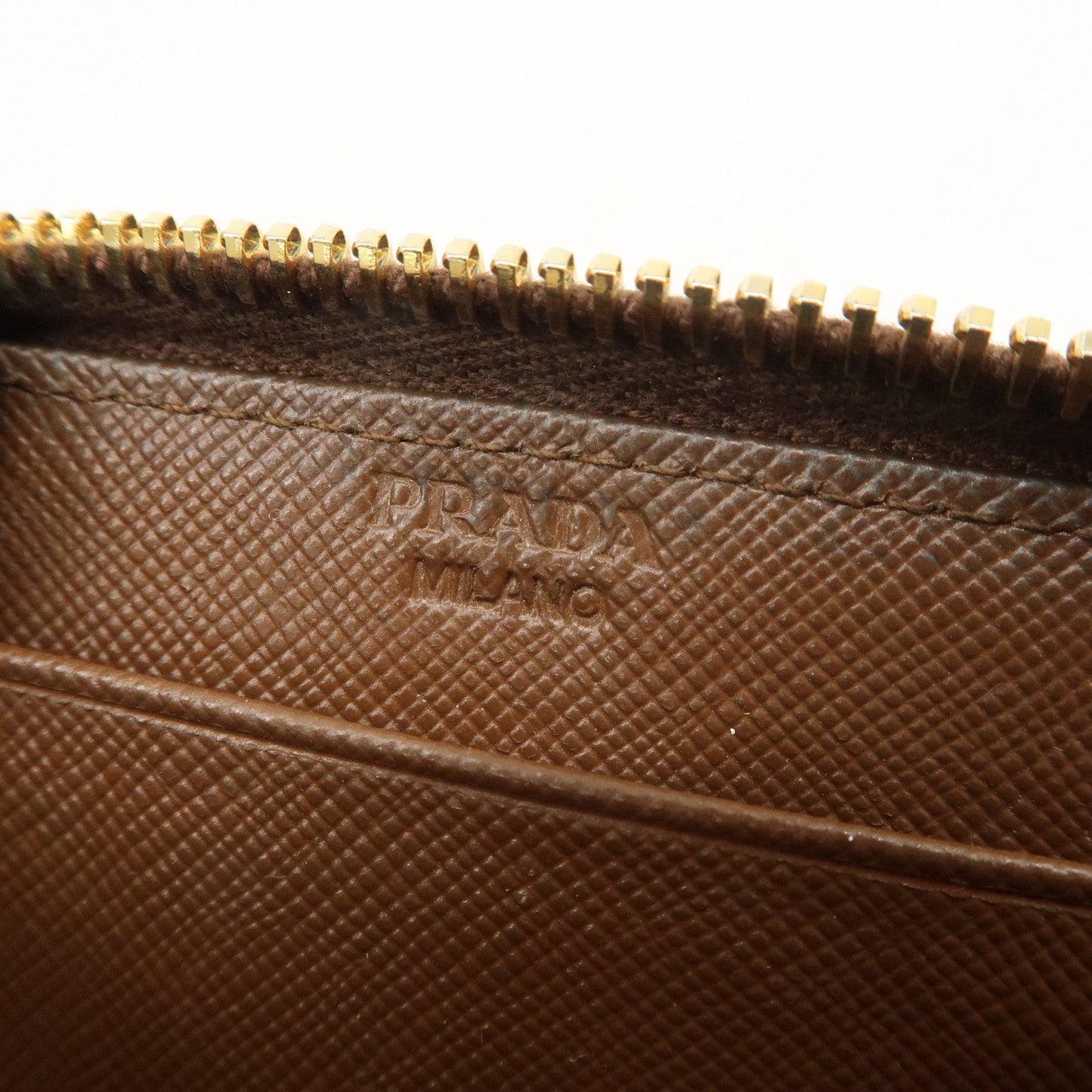 Prada Triangle Logo Saffiano Leather Coin Case Coin Purse Brown【Pre-order】