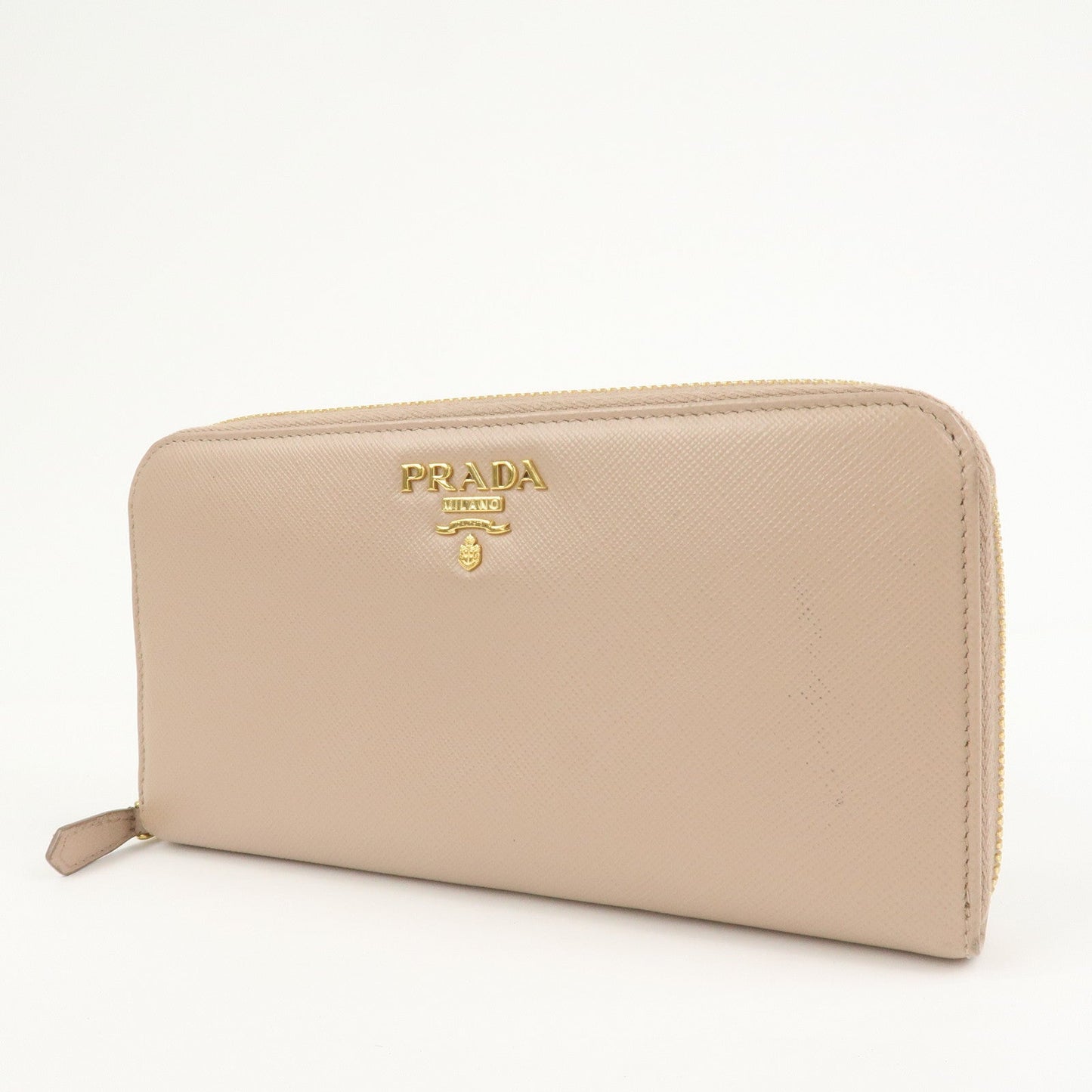 Prada Logo Saffiano Leather Round Zippy Long Wallet Beige 1ML506【Pre-order】