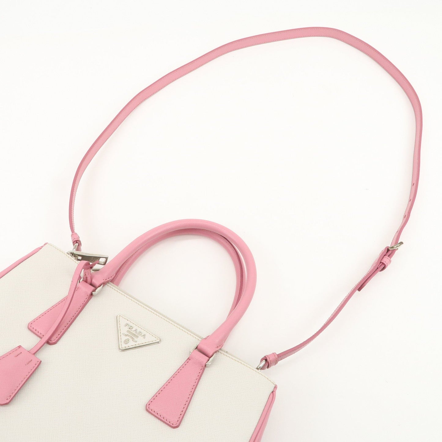 Prada CITY CALF Triangle Logo Saffiano Leather 2Way Bag Pink B2863K【Pre-order】