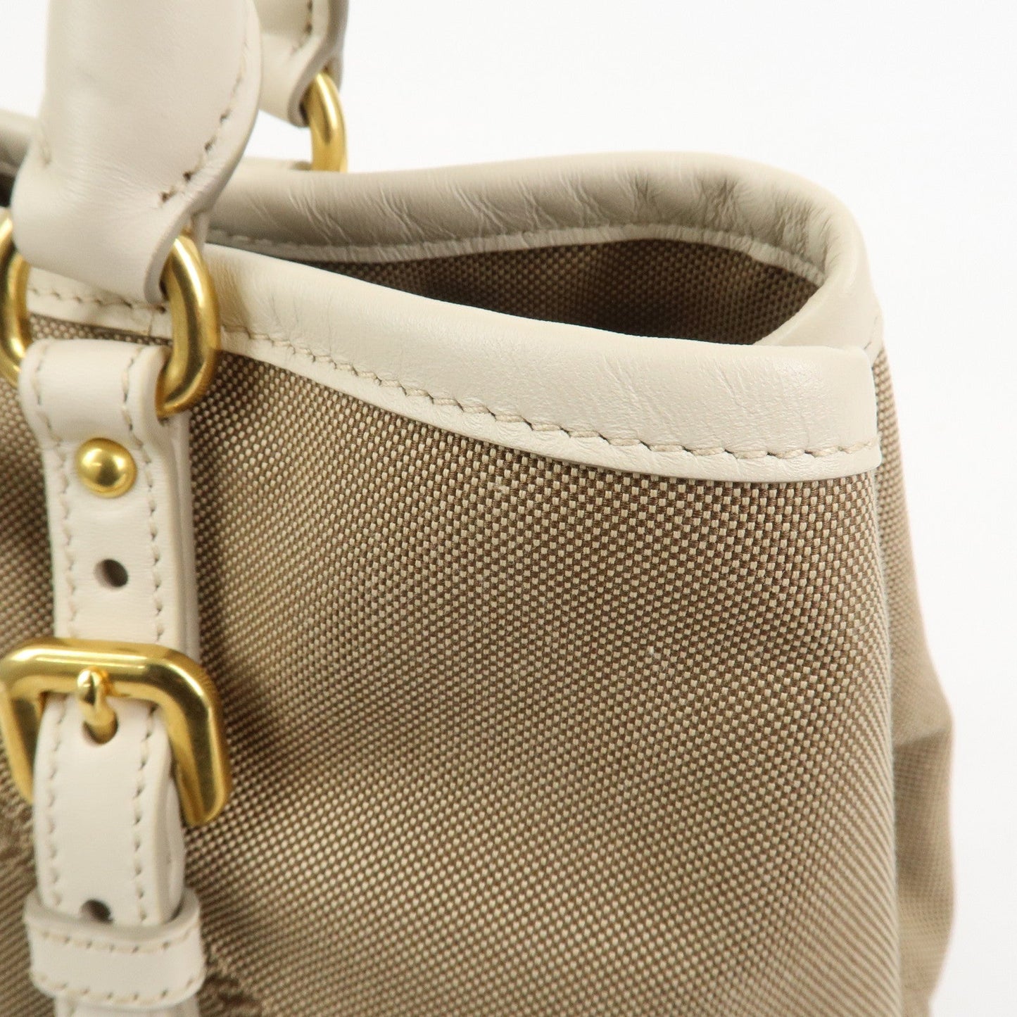 Prada Logo Jaquard Leather 2Way Hand Bag Shoulder Bag Beige White【Pre-order】