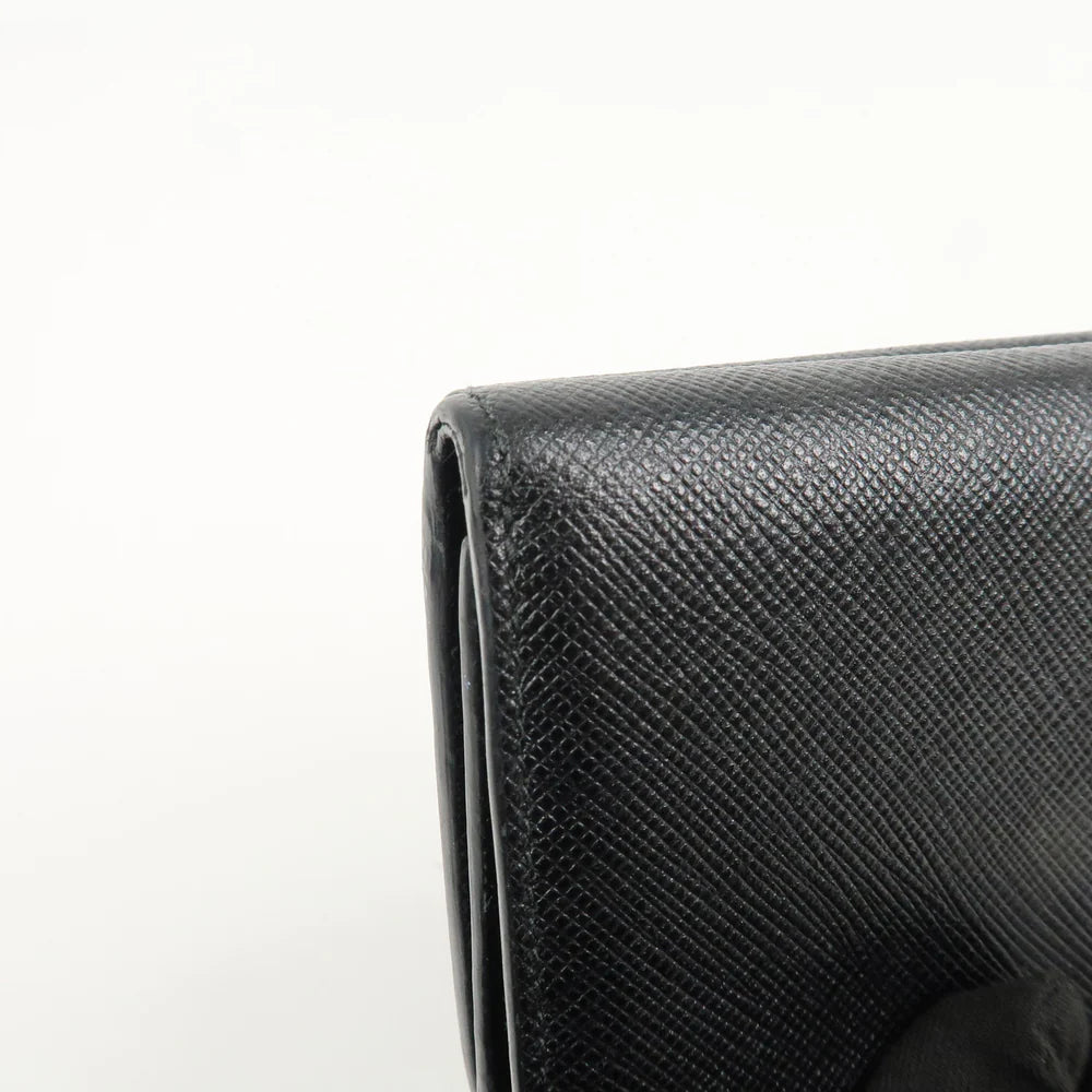 Prada Logo Saffiano Metal Tri-fold Small Wallet Black【Pre-order】