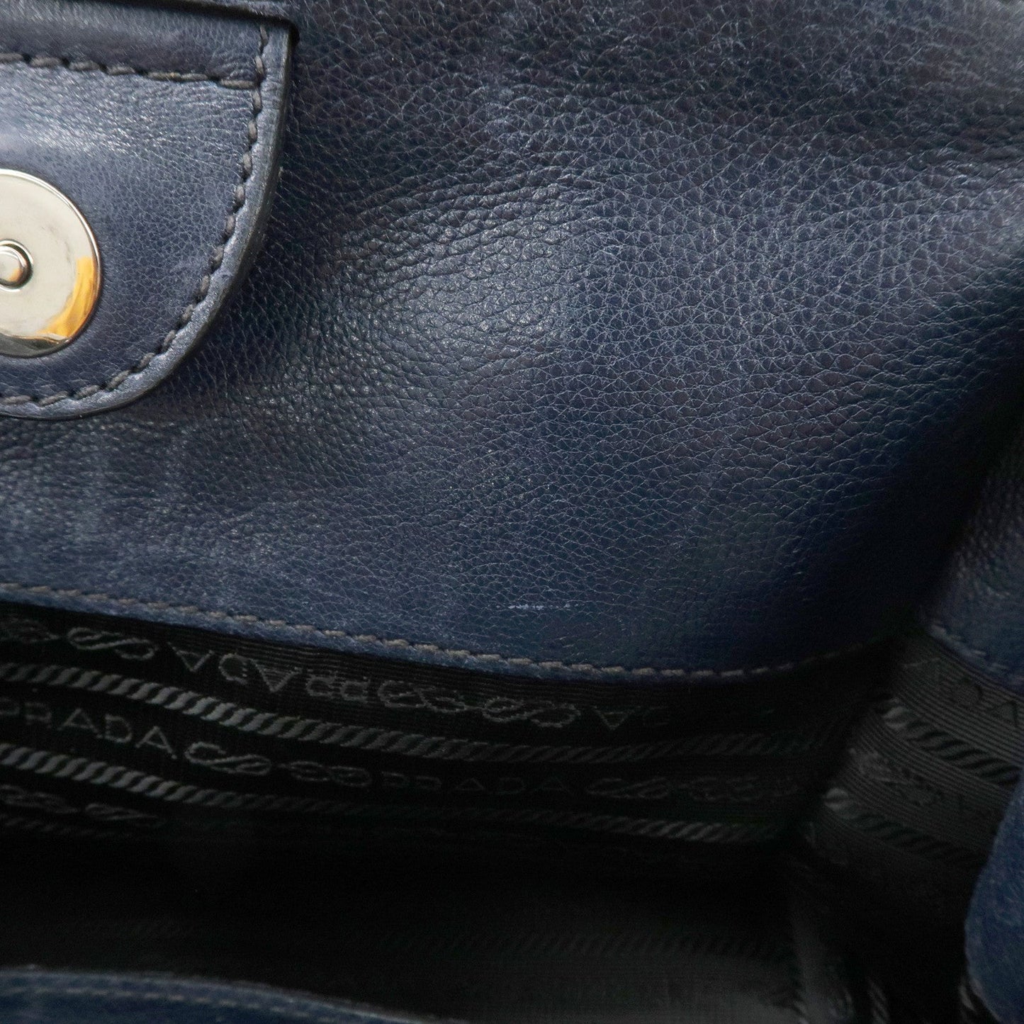 Prada Triangle Logo Leather 2Way Bag Tote Bag Hand Bag Navy B2625M【Pre-order】