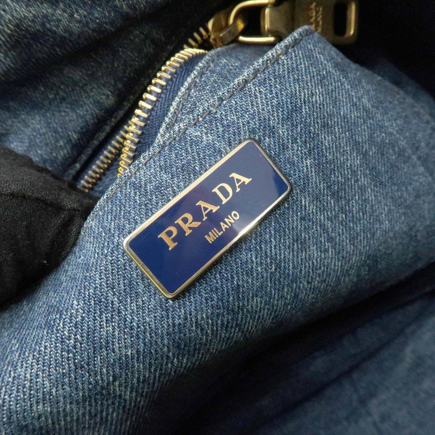 Prada Logo Canapa Canvas Denim Tote Bag Hand Bag Blue B1877B【Pre-order】