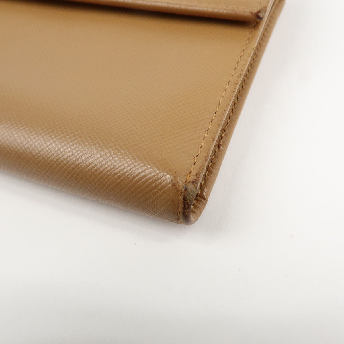 Prada Triangle Logo Saffiano Leather Trifold Wallet Brown Used【Pre-order】
