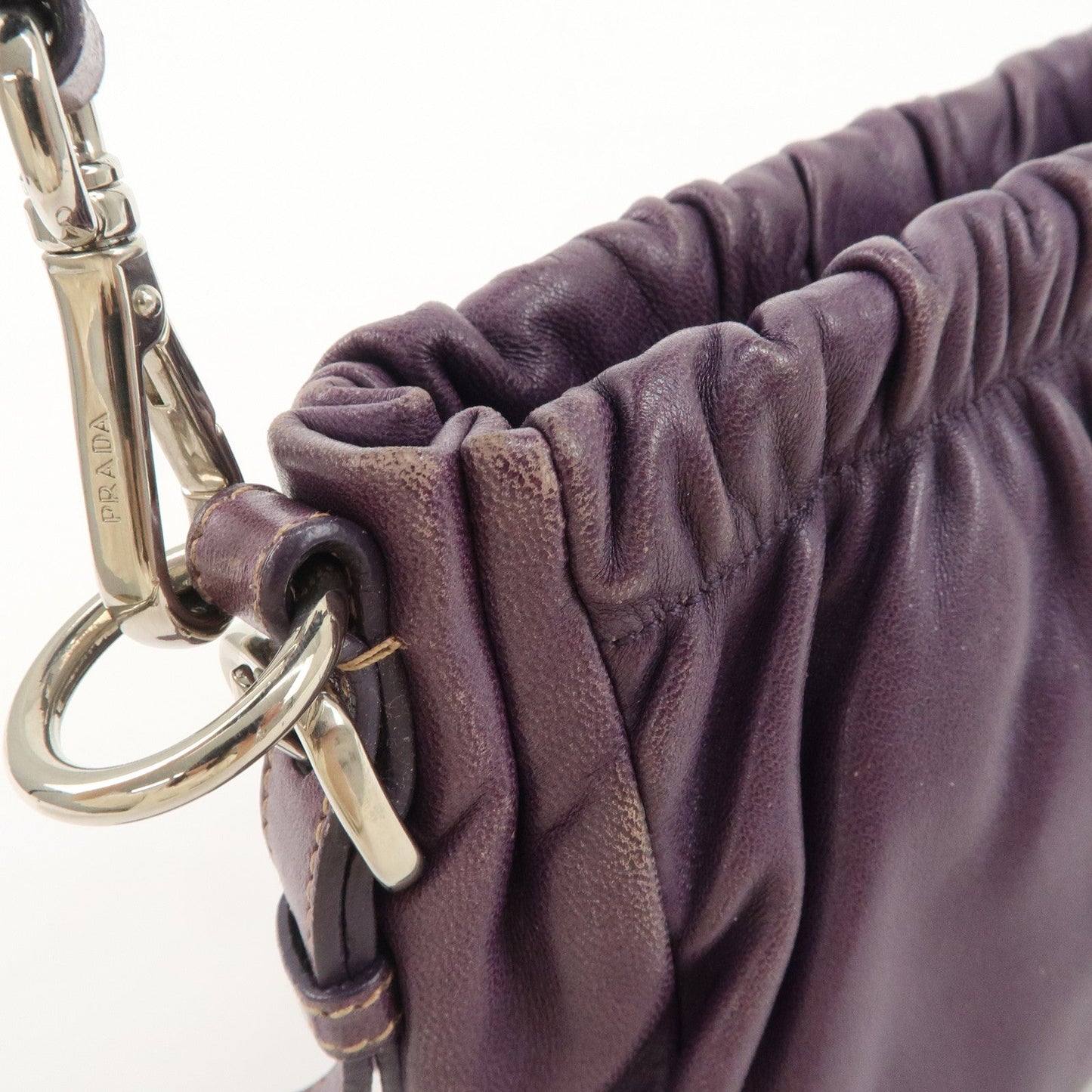 Prada Ribbon Leather Shoulder Bag Hand Bag Purple Used【Pre-order】
