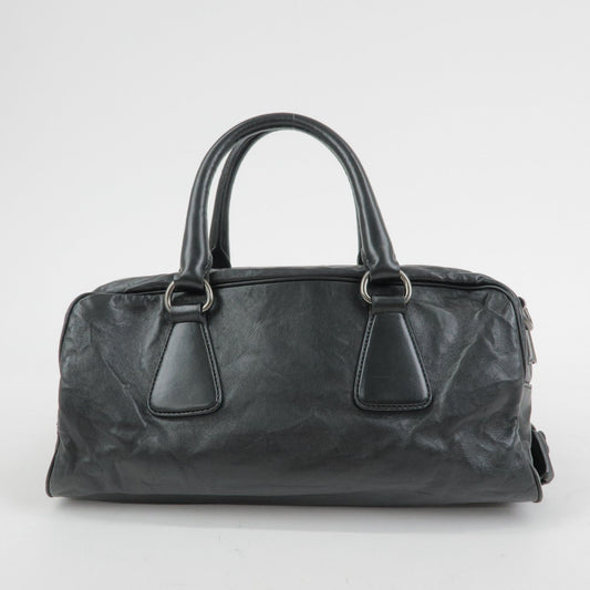 Prada Leather Boston Bag Hand Bag Black BL0758【Pre-order】