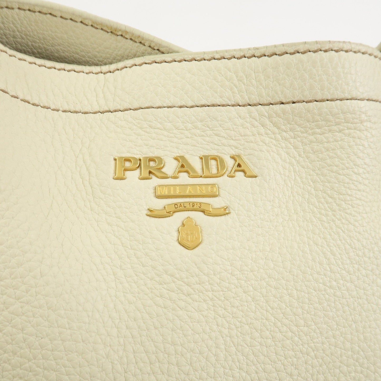 Prada Logo Calf Leather Tote Bag Shoulder Bag Ivory BR3844【Pre-order】