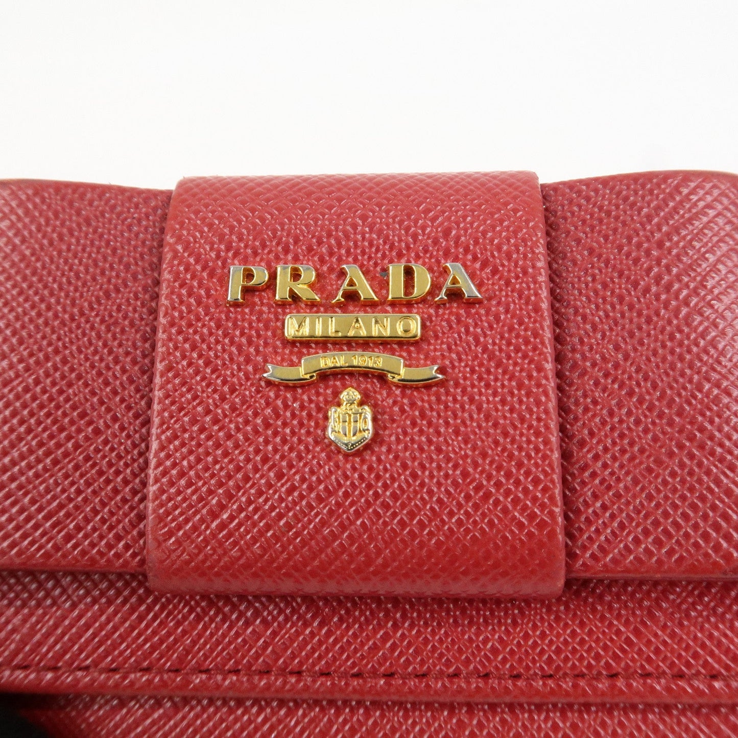 Prada Logo Saffiano Leather Ribbon 6 Rings Key Case Red 1PG222【Pre-order】
