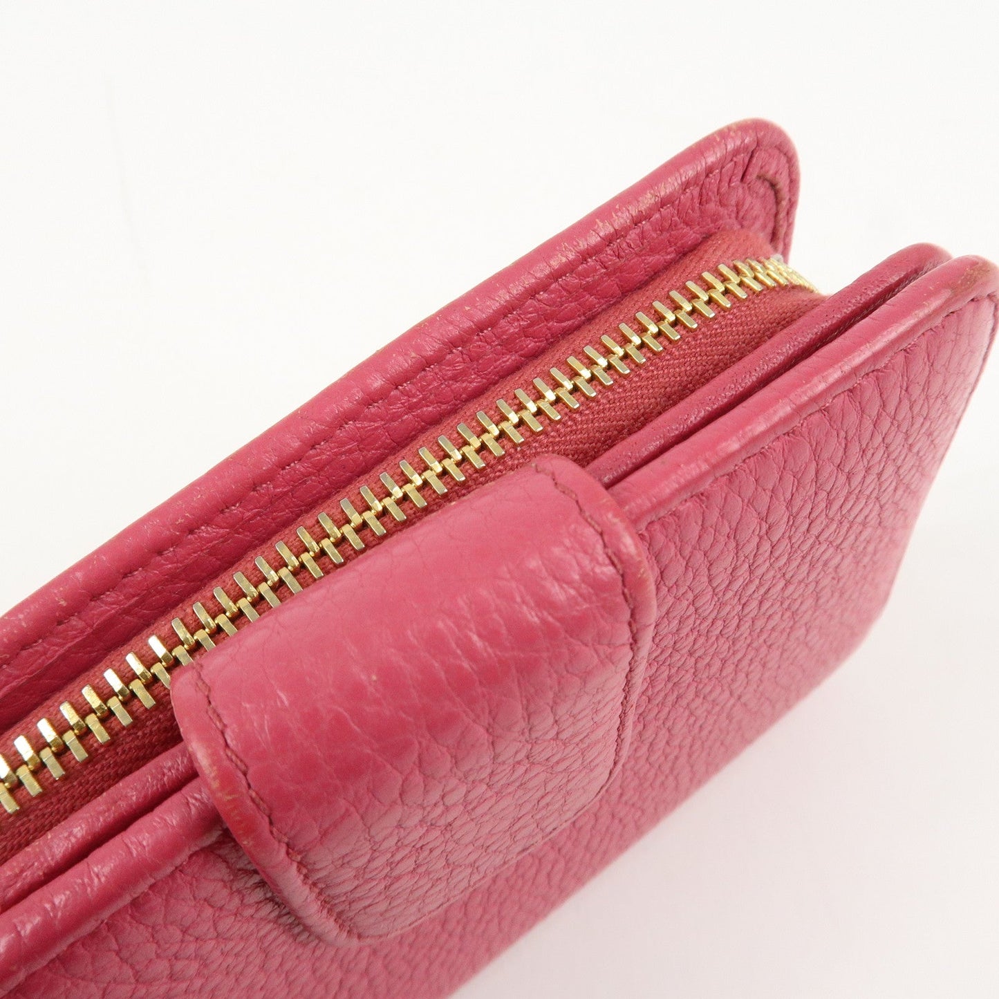 Prada Logo Leather Bi-Fold Wallet Small Wallet Pink 1ML018 Used【Pre-order】