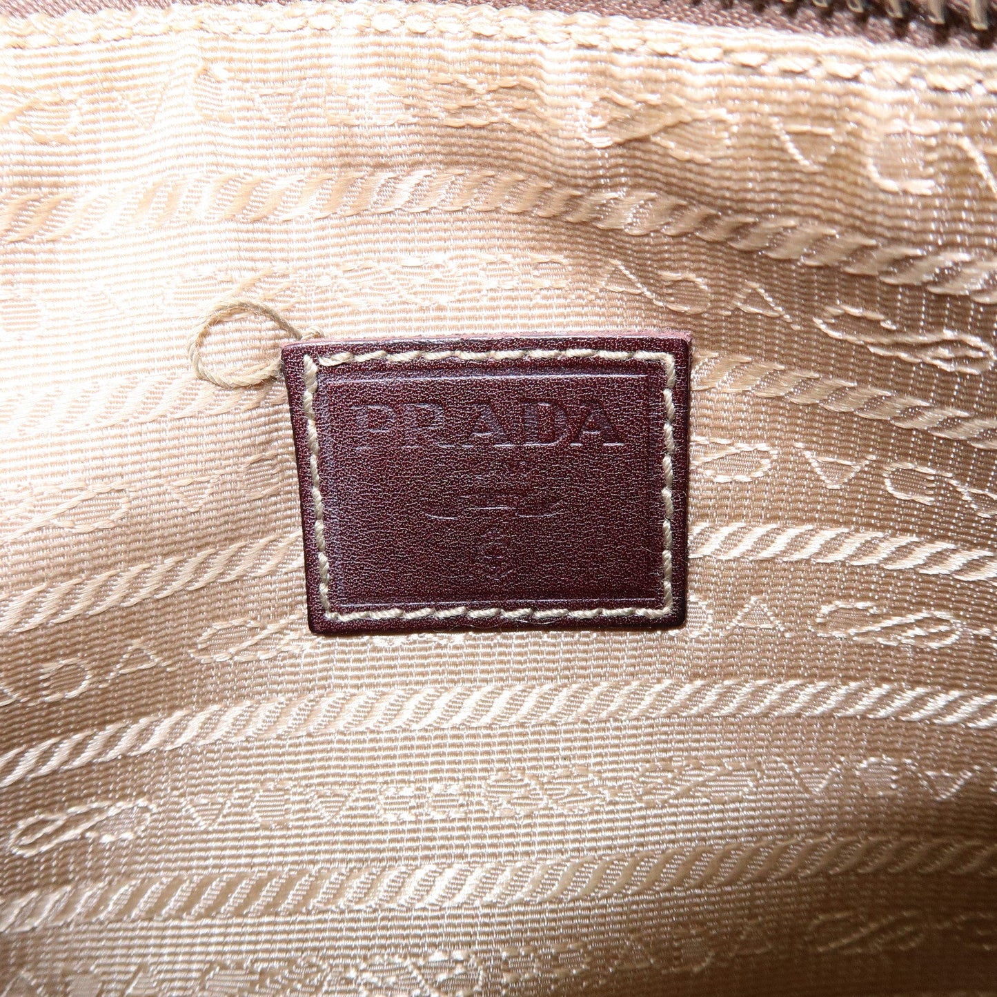 Prada Logo Jacquard Leather Pouch Cosmetic Case Beige Brown【Pre-order】