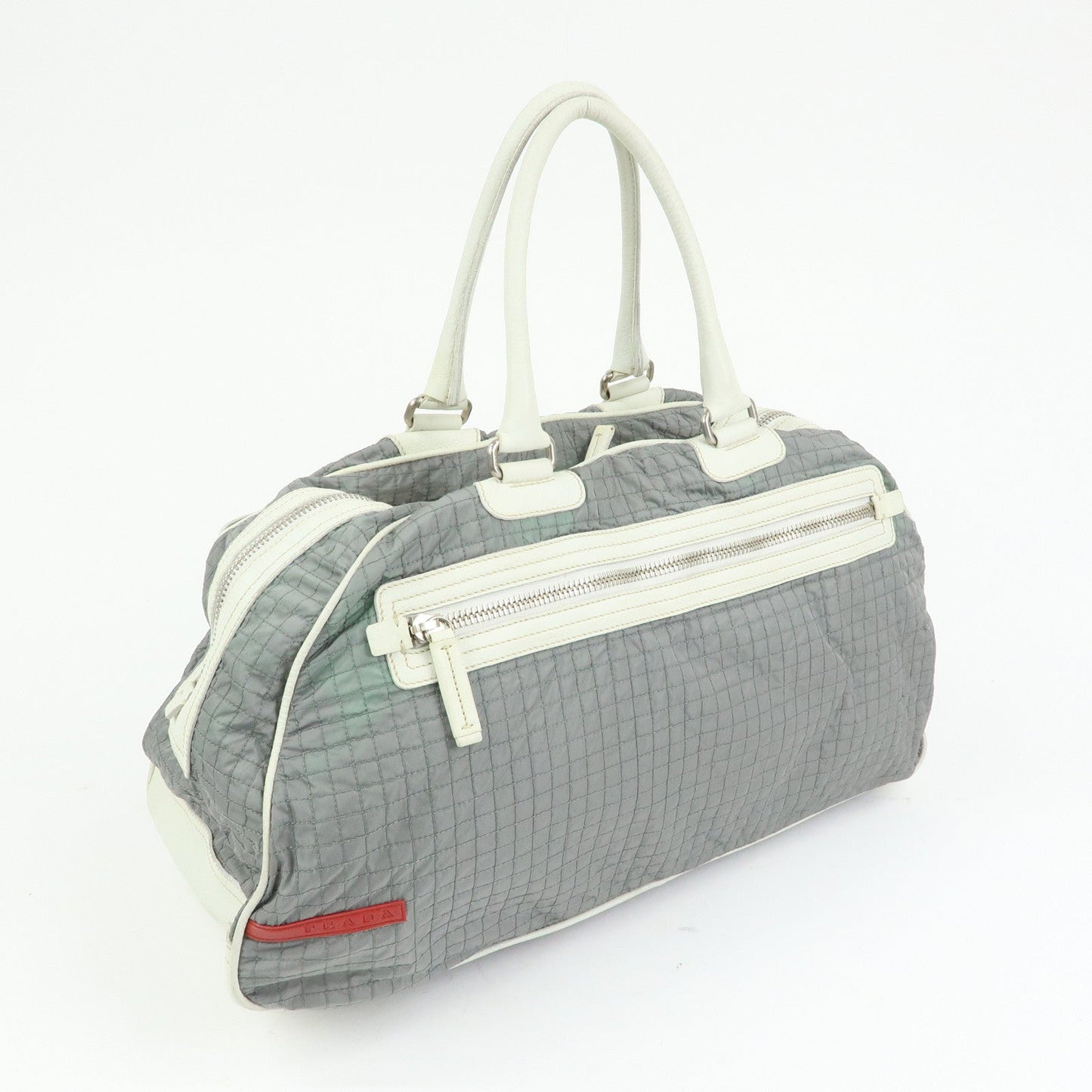 Prada Sports Nylon Leather Boston Bag Hand Bag Gray Irvory【Pre-order】