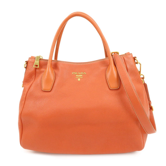 Prada Logo Leather 2Way Bag Hand Bag Shoulder Bag Orange【Pre-order】