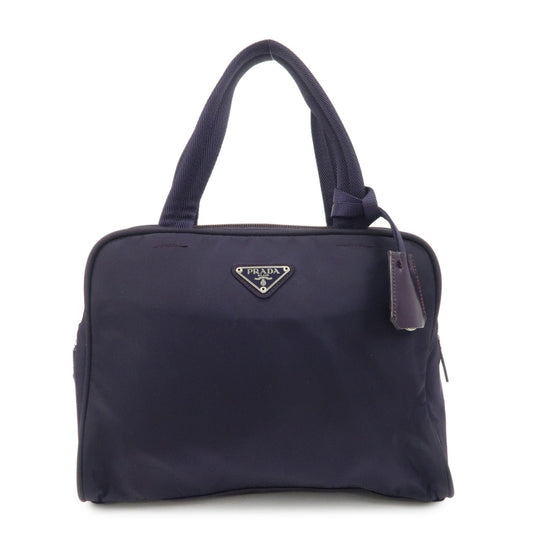 Prada Triangle Logo Leather Nylon Hand Bag Purple B8495【Pre-order】