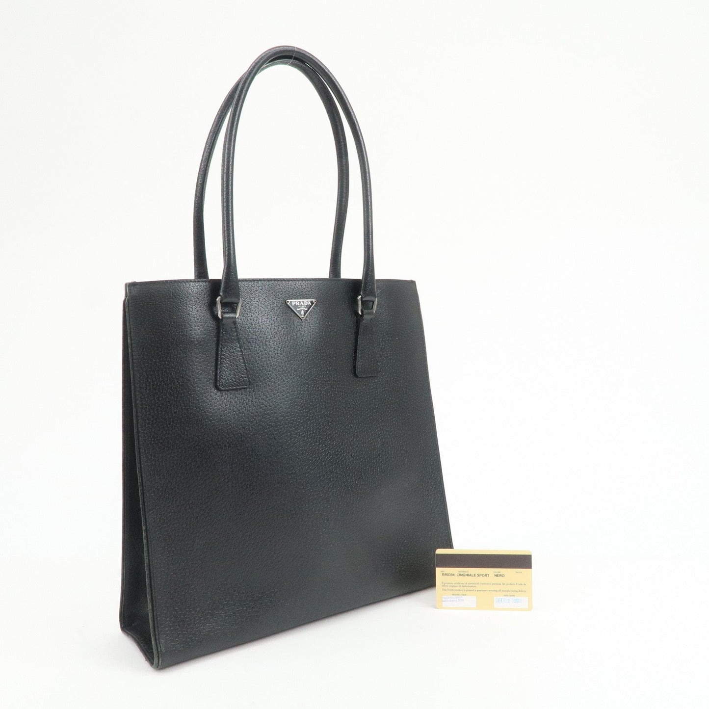 Prada Triangle Logo Leather Tote Bag Shoulder Bag Black BR0394【Pre-order】