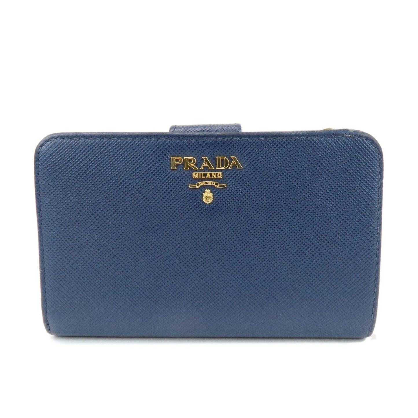 Prada Saffiano Leather Compact Wallet Navy Gold 1ML225【Pre-order】
