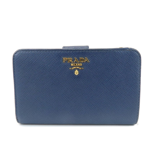 Prada Saffiano Leather Compact Wallet Navy Gold 1ML225【Pre-order】