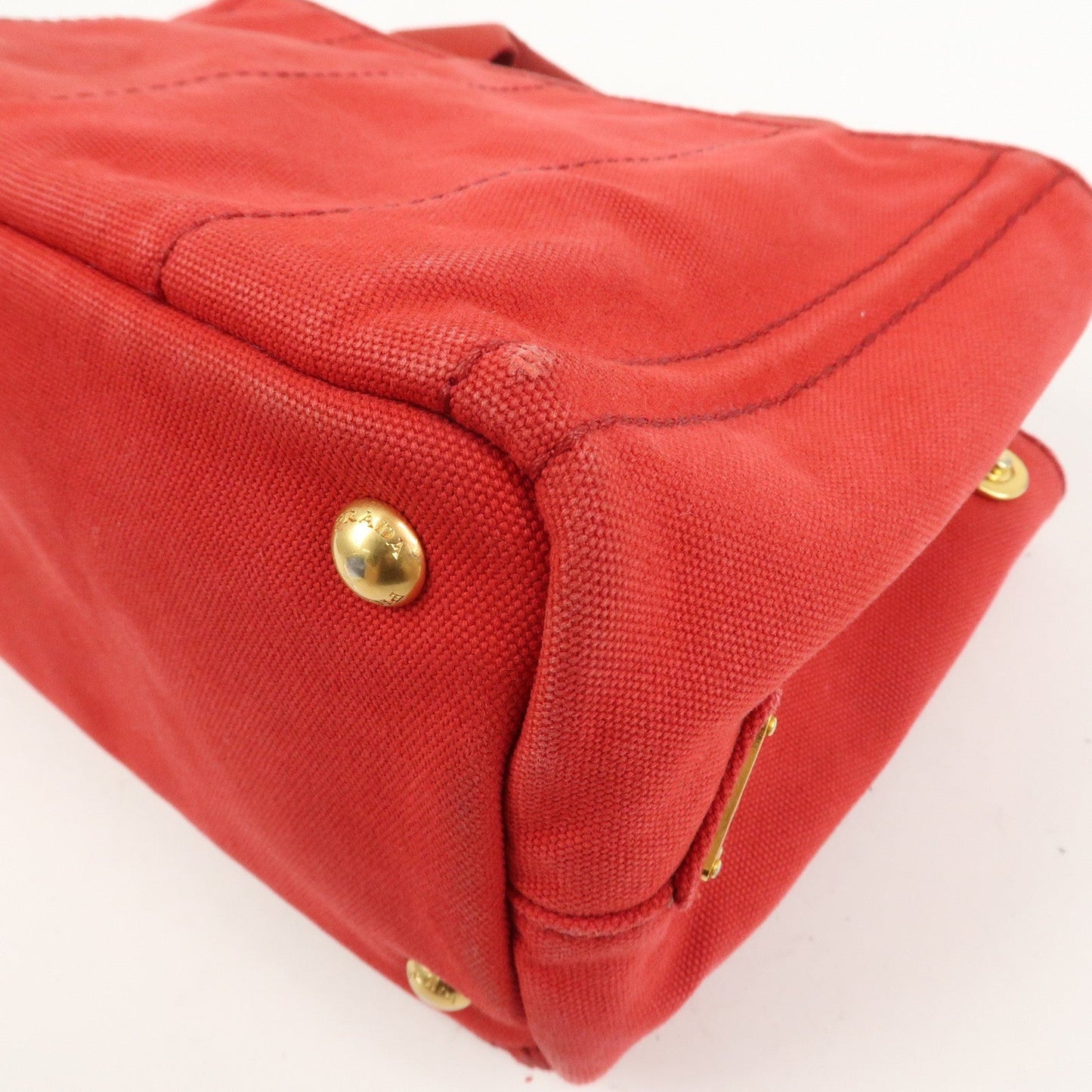 Prada Logo Canapa Mini Canvas Hand Bag Tote Bag Red BN2439【Pre-order】