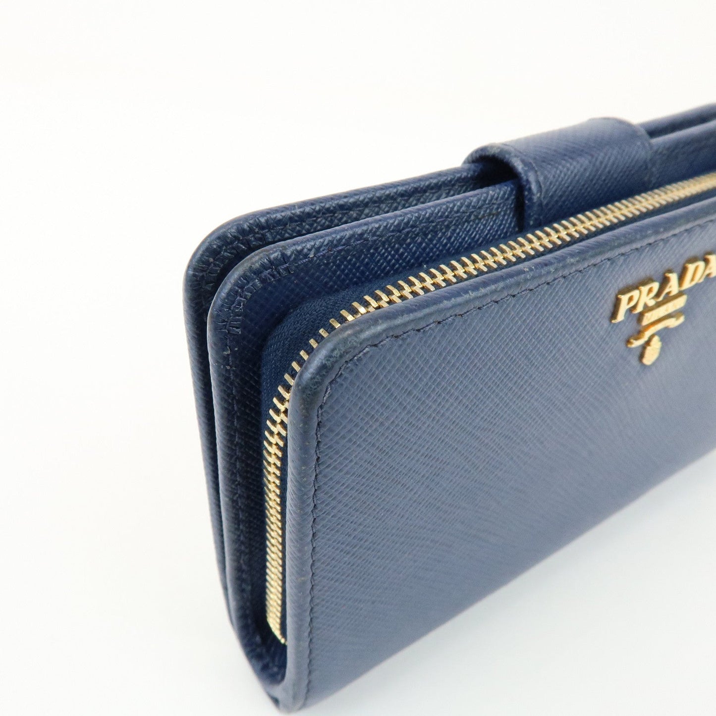 Prada Saffiano Leather Compact Wallet Navy Gold 1ML225【Pre-order】
