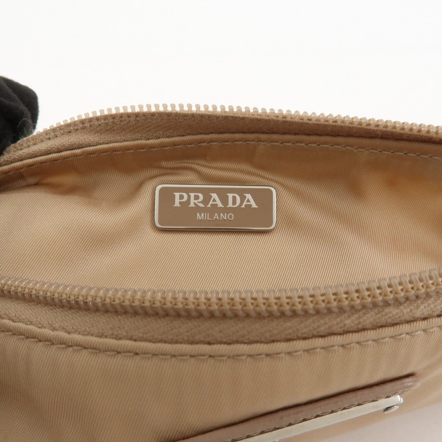 Prada Triangle Logo TESSUTO Hand Bag Pouch Beige 1NH545【Pre-order】