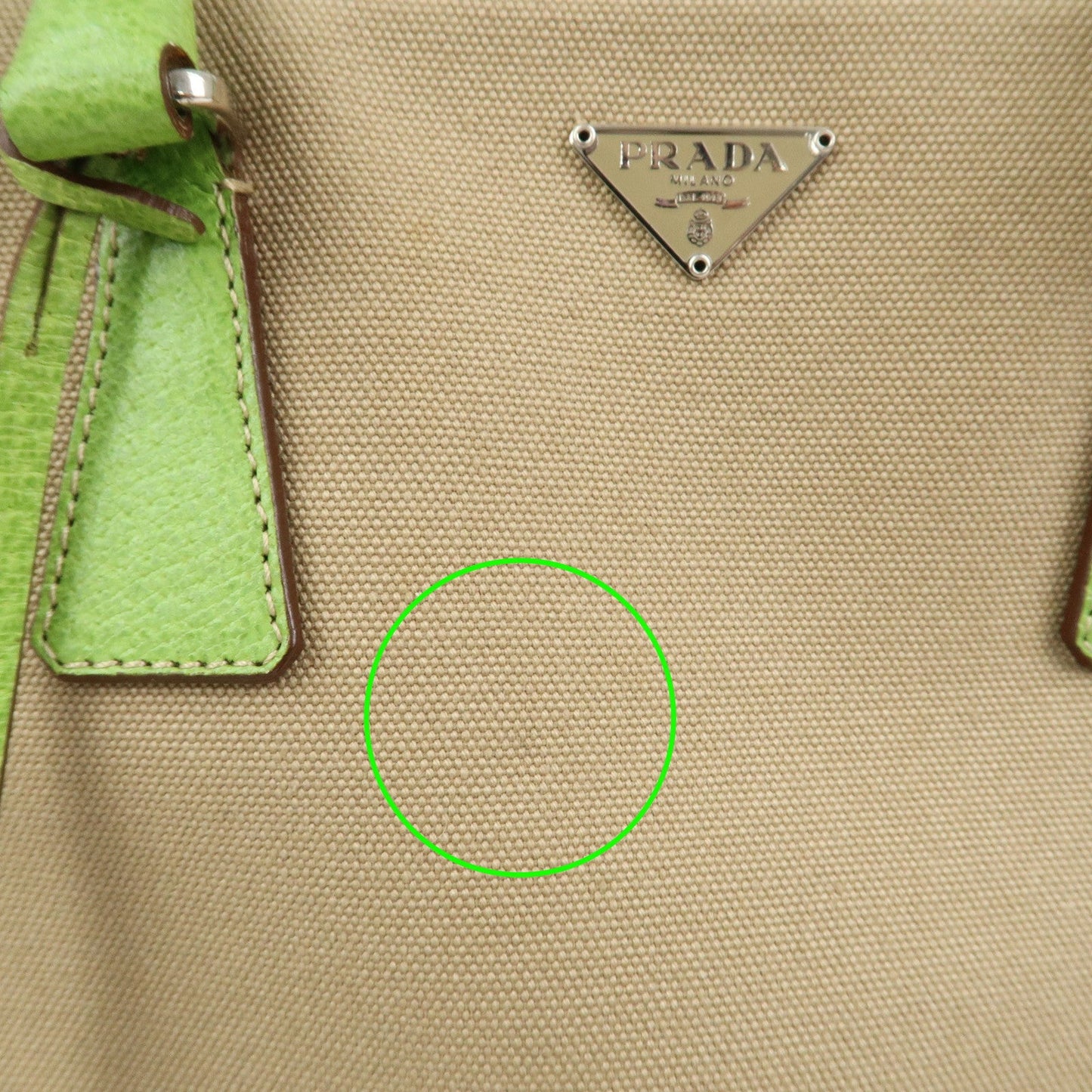 Prada Canvas Leather Tote Bag Hand Bag Beige Light Green BN0082【Pre-order】