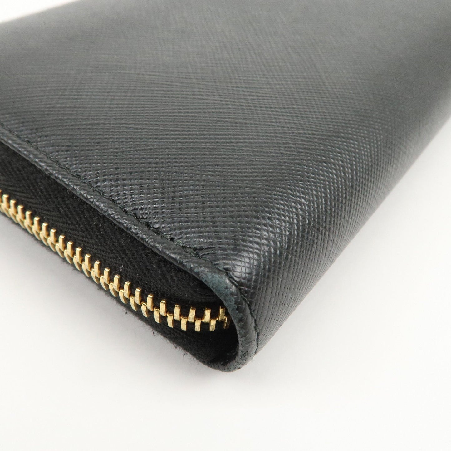 Prada Logo Saffiano Leather Round Zippy Long Wallet Black【Pre-order】