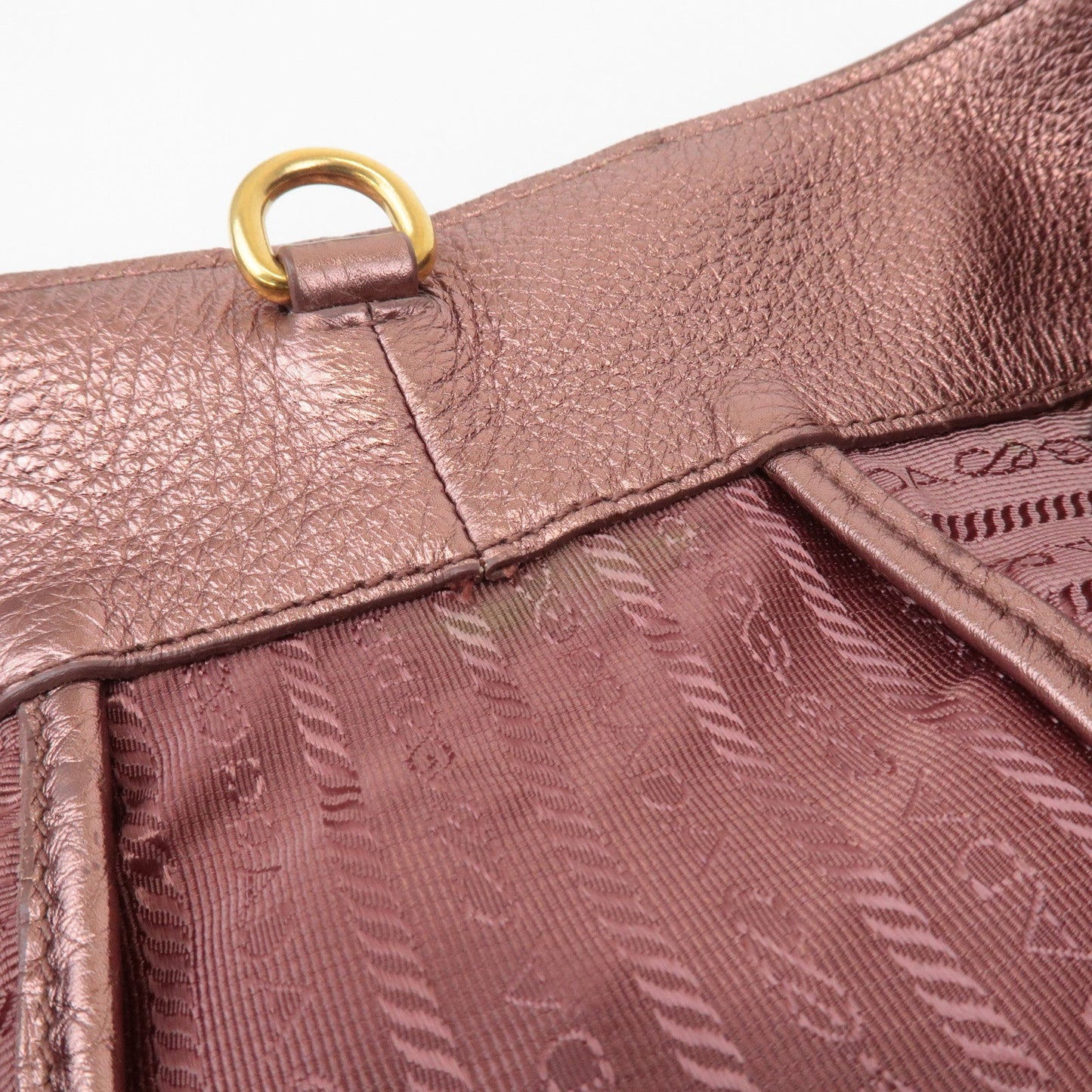 Prada Leather 2Way Tote Bag Shoulder Bag Metallic Pink BN1713 Used【Pre-order】