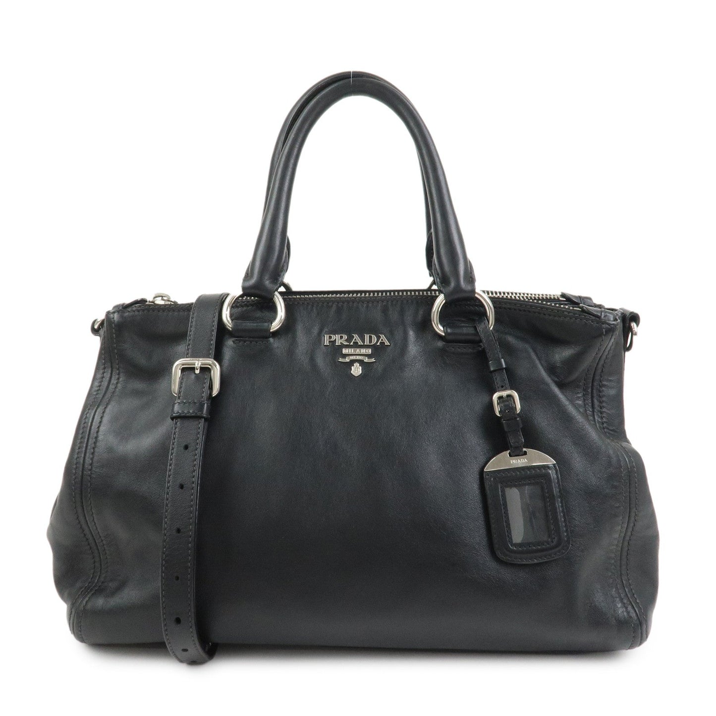 Prada Logo Leather 2WAY Bag Hand Bag Shoulder Bag Black BN2866【Pre-order】