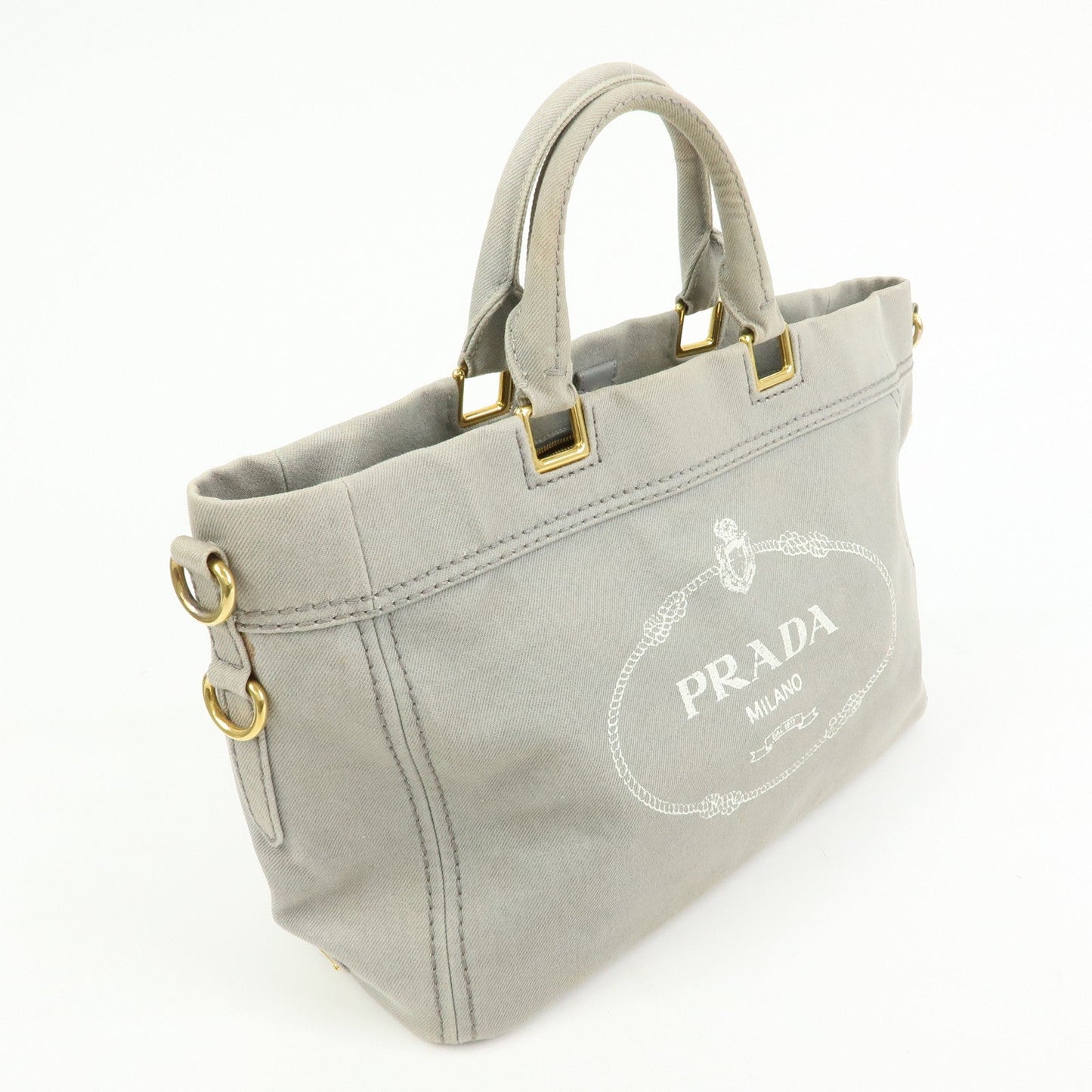 Prada Canapa Canvas 2Way Bag Hand Bag Shoulder Bag Gray BN2069【Pre-order】