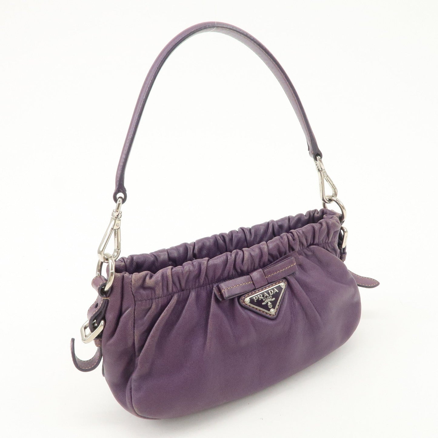 Prada Ribbon Leather Shoulder Bag Hand Bag Purple Used【Pre-order】