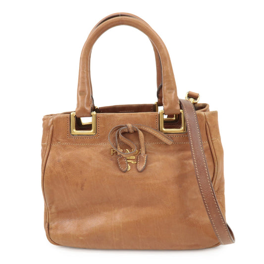 Prada Logo Leather Ribbon 2Way Bag Hand Bag Brown BN2245 Used【Pre-order】