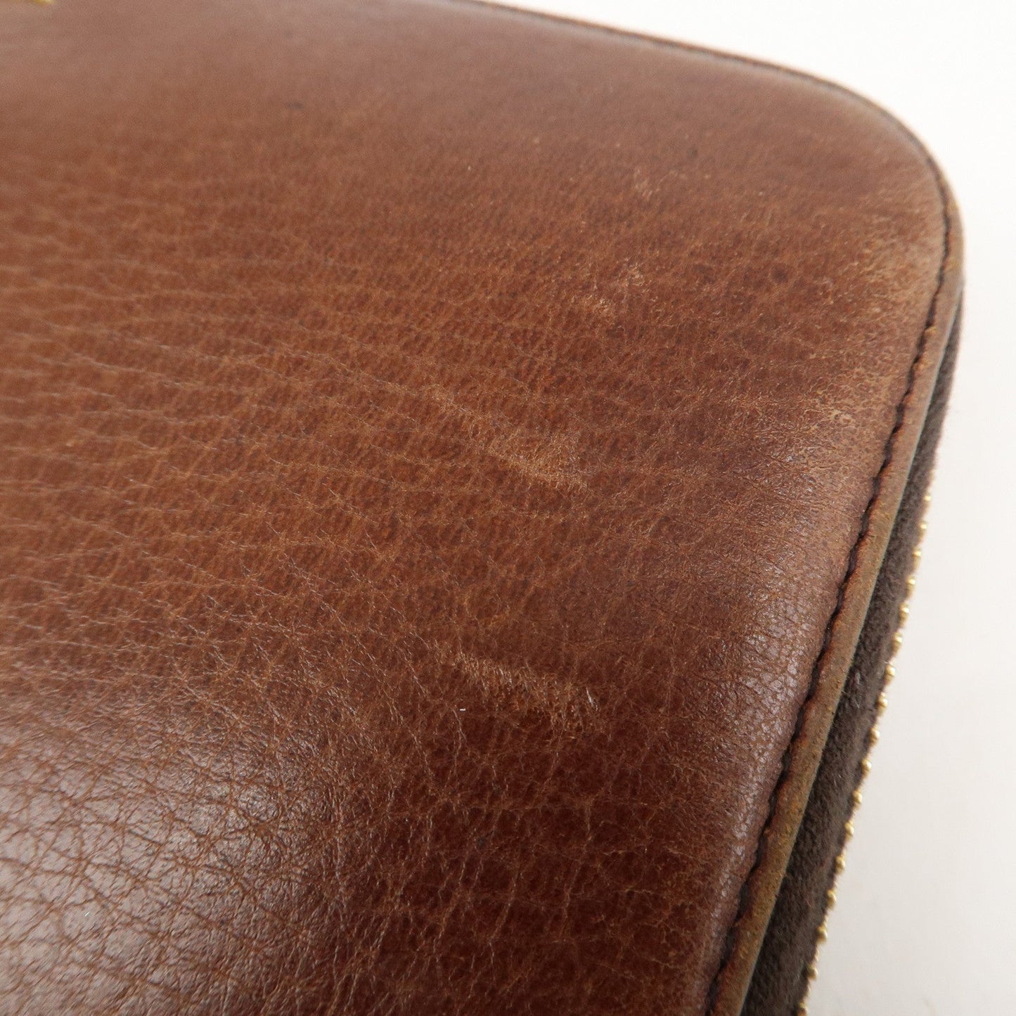 Prada Saffiano Leather Round Zippy Long Wallet Brown 1M0506 Used【Pre-order】