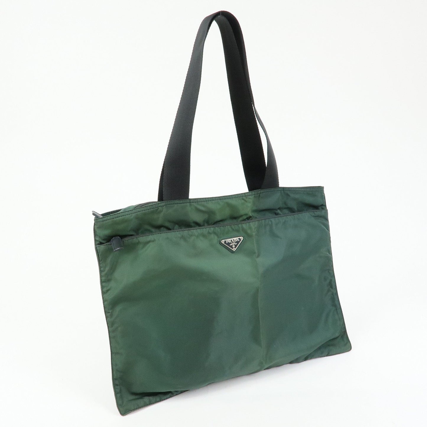 Prada Triangle Logo Nylon Leather Tote Bag Hand Bag Moss Green【Pre-order】