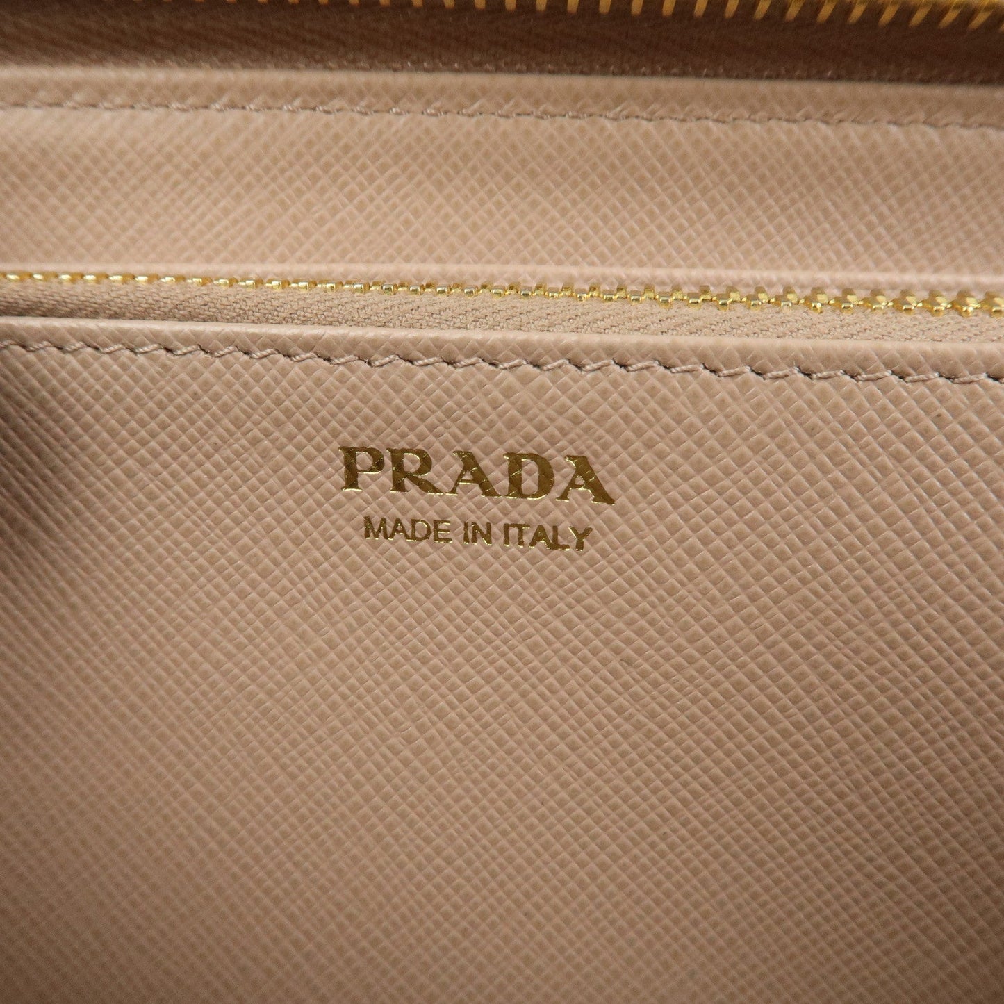 Prada Logo Saffiano Leather Round Zippy Long Wallet Beige 1ML506【Pre-order】