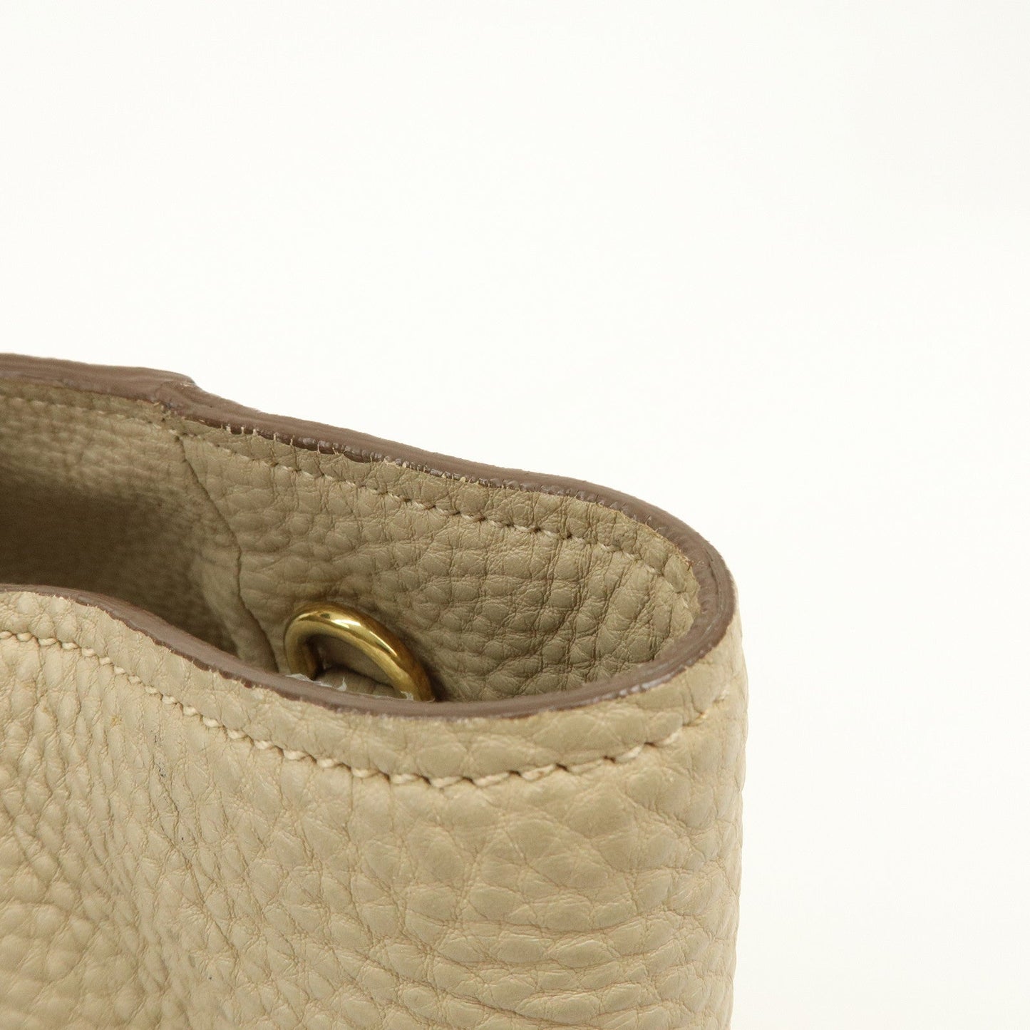 Prada Triangle Logo Leather 2Way Hand Shoulder Bag Beige BN2795【Pre-order】