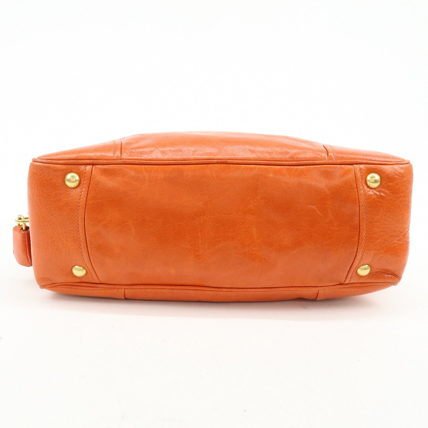 Prada Logo Leather Boston Bag Hand Bag Shoulder Bag Orange BL0821【Pre-order】